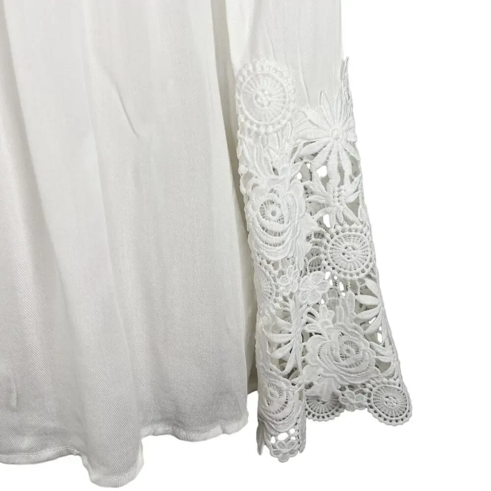 BB Dakota Steve Madden Zanna Top Ivory White Lace Bell Sleeves Small New